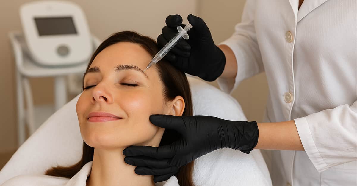 woman getting a Juvéderm injecttion by medspa technician