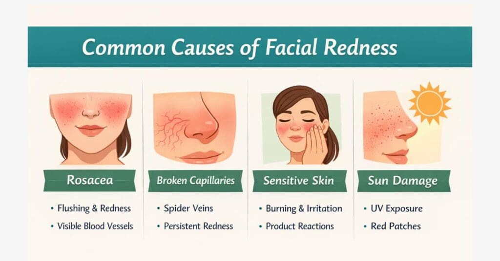 Chart Featuring Why Is My Face Always Red? Common Causes Of Facial Redness With Images