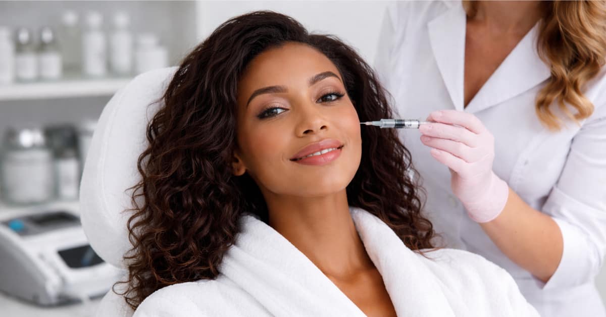 black woman at medspa getting injectable treatments