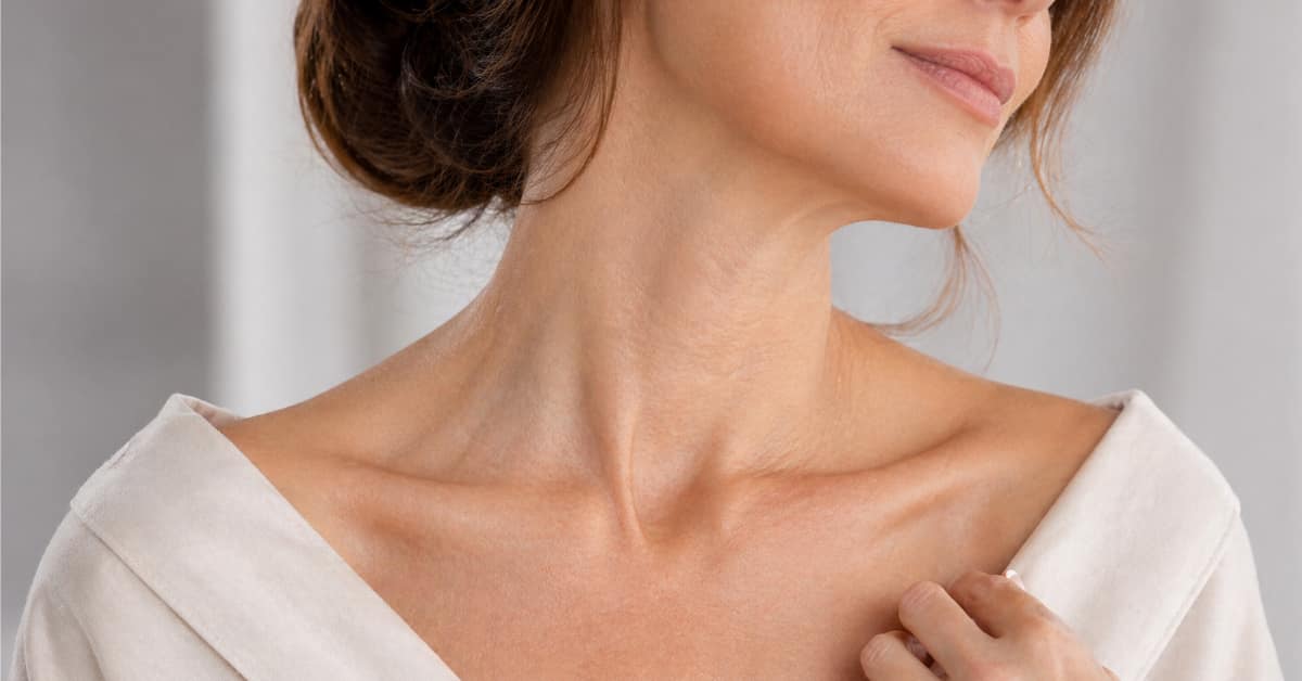 womans neck, concept of wondering how to fix neck aging